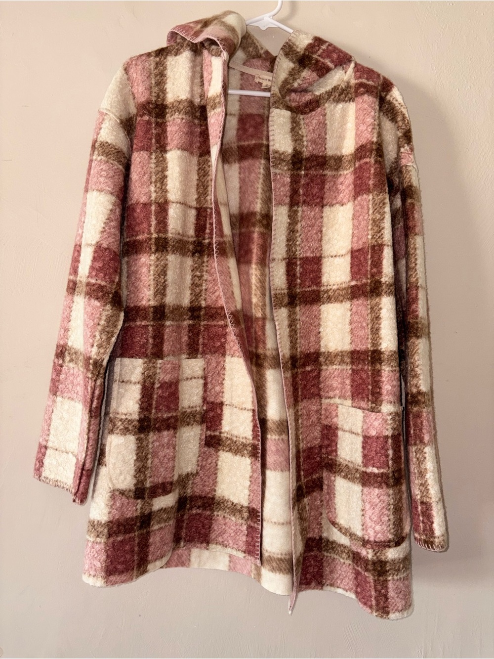Hem & thread plaid shacket cardigan S